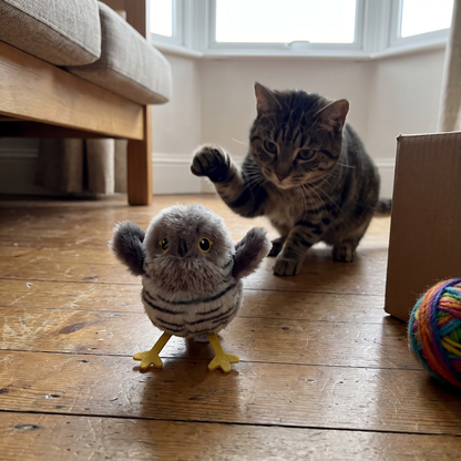 Plush Flapping Bird Cat Toy | 3 Wing Modes | USB-C Rechargeable