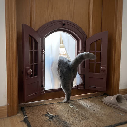 Cat Door for Doors and Walls | Arched Double Door Design | Lockable