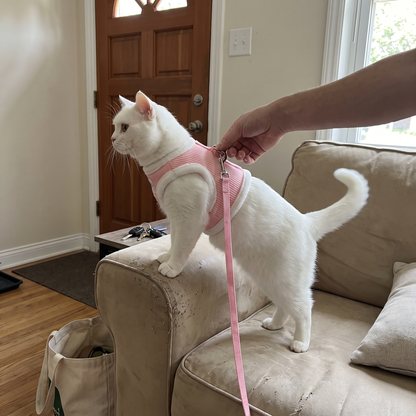 Cat Vest Harness and Leash Set | Rabbit Patch, Plush Trim | XXS to L