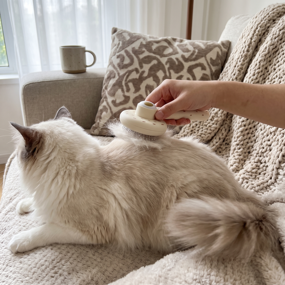 Self-Cleaning Cat Brush | One-Press Hair Release | Steel Bristles