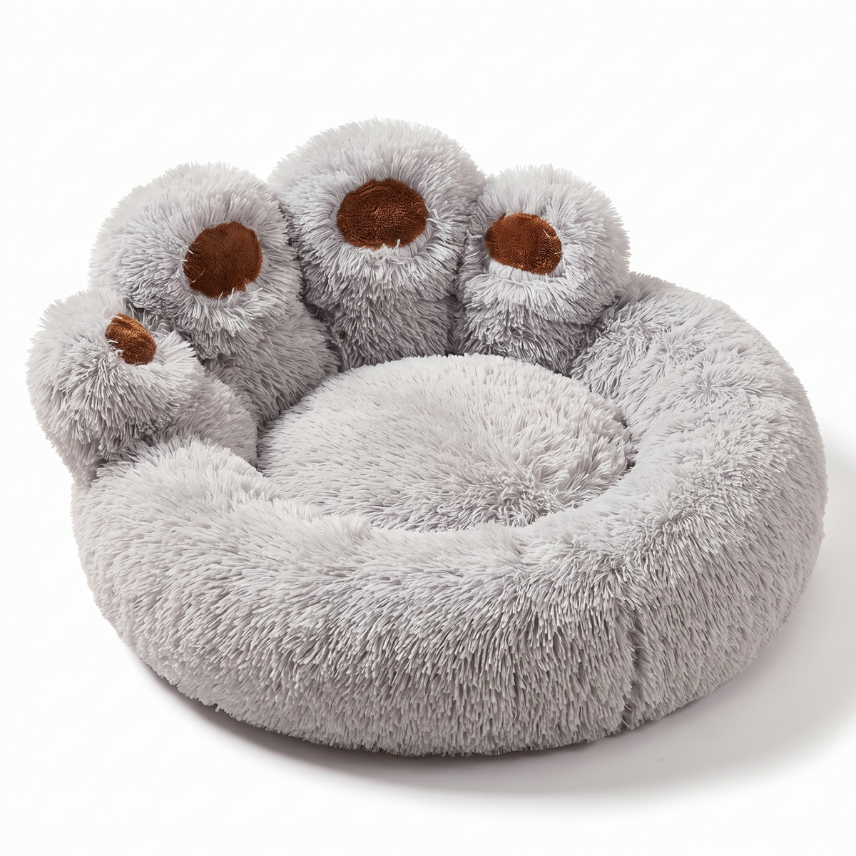 Fluffy Cat Bed with Backrest | Green Monster or Paw Shape | M to XL