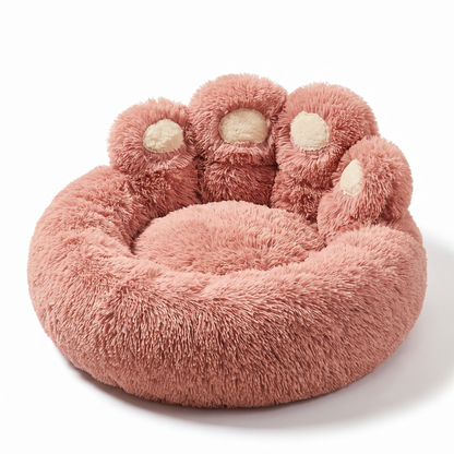Fluffy Cat Bed with Backrest | Green Monster or Paw Shape | M to XL