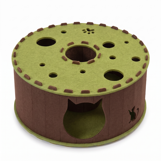 Cat Tunnel House with Lounge Top | Foldable Felt | 23.6 in Round