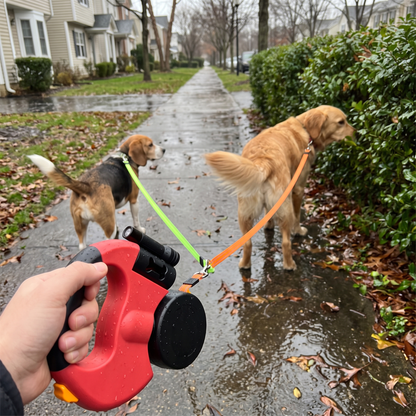 Dual Retractable Dog Leash for Two Dogs | 360° Swivel | LED Light
