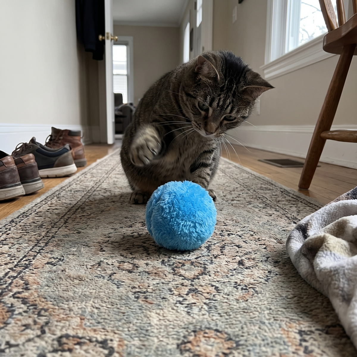 Self-Rolling Ball for Dogs and Cats | 4 Plush Covers | 3.1 in