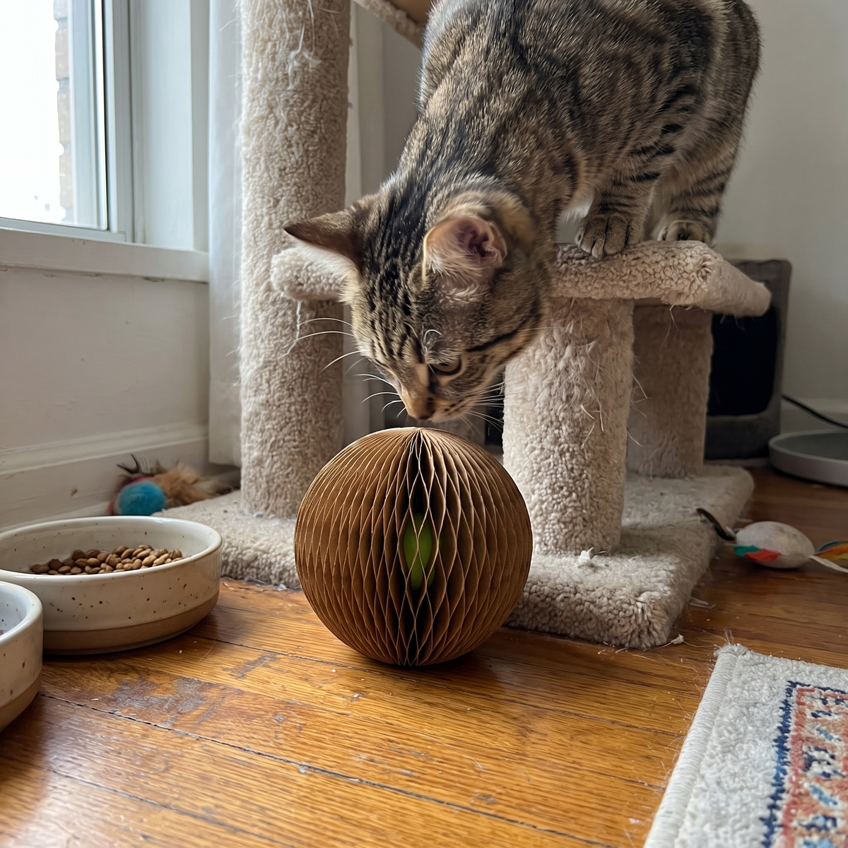 Cardboard Cat Scratcher Ball | Honeycomb with Inner Ball