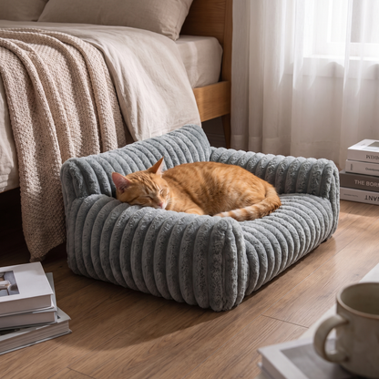 Plush Pet Sofa Bed with Bolsters | Washable Cover | S to L