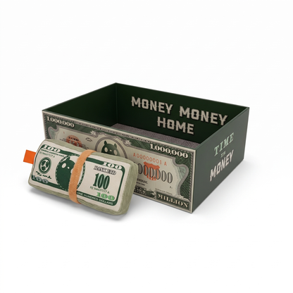 Catnip Cat Toy, Dollar Bill Pillow | Crinkle Paper | Box and Bed Options