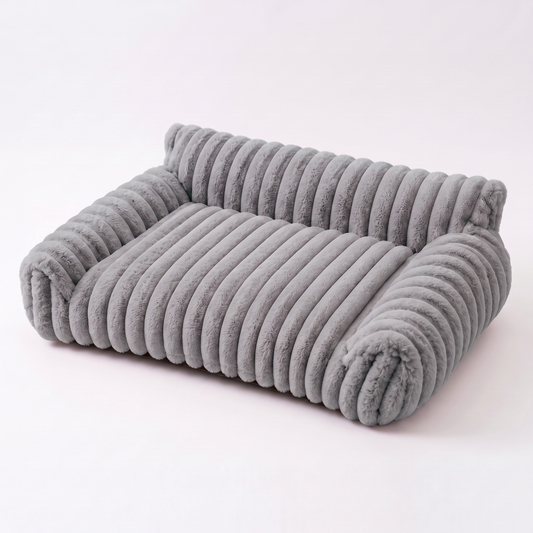 Plush Pet Sofa Bed with Bolsters | Washable Cover | S to L