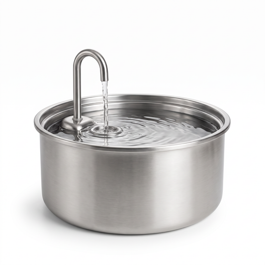 Stainless Steel Pet Water Fountain | 1.1 or 2.1 Gallon | Arched Spout