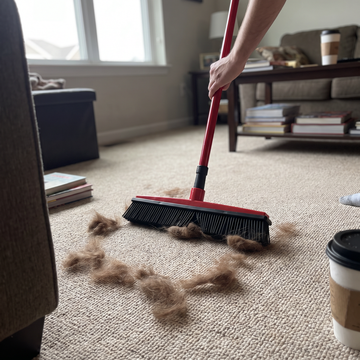 Pet Hair Removal Broom | Silicone Bristles for Carpet and Floors