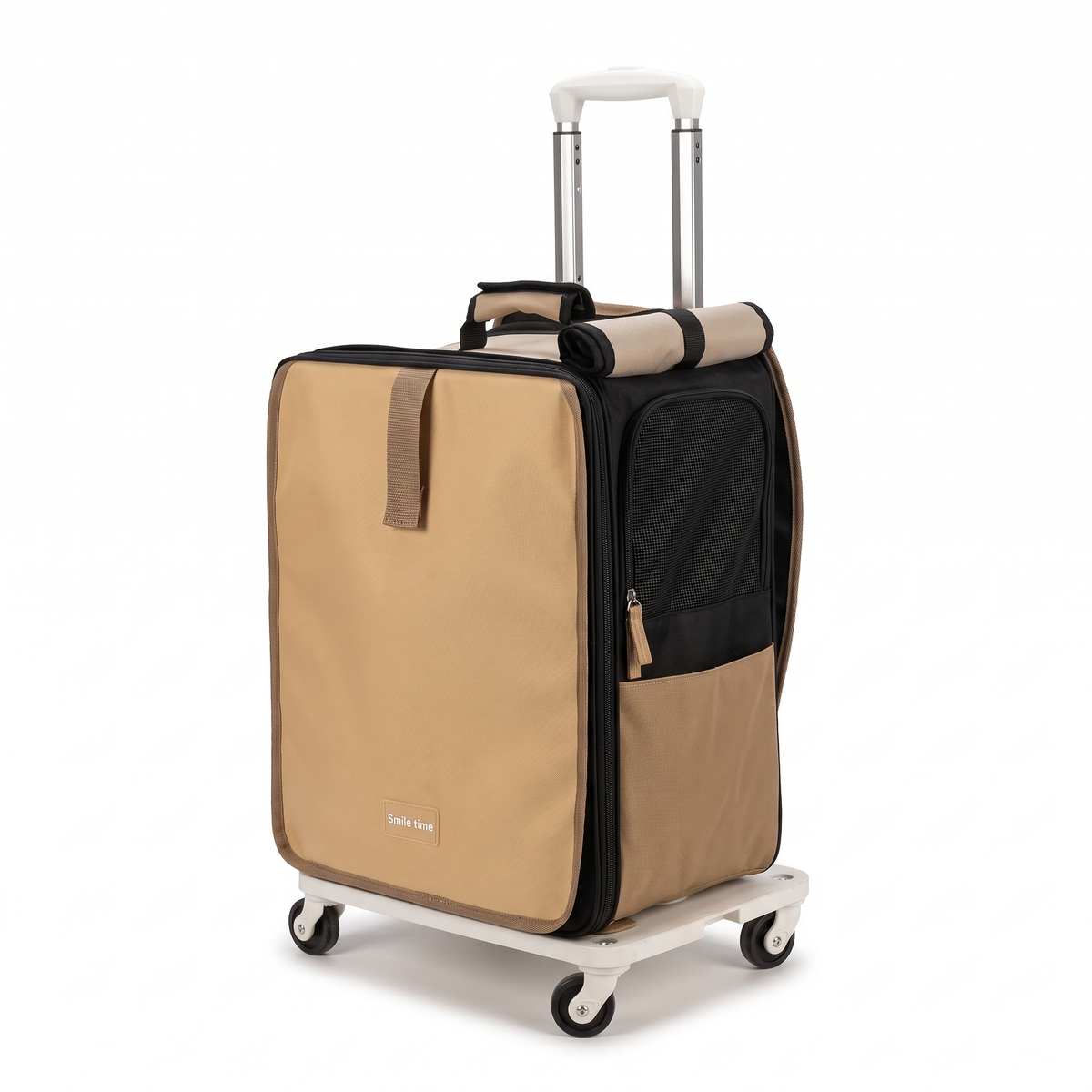 Roll-Top Cat Backpack Carrier | Foldable Mesh Body, Optional Trolley