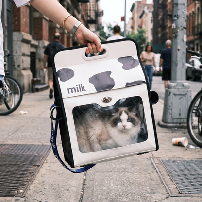 Cat Carrier Backpack, Milk Carton Design | Clear Front Panel, Backpack or Tote