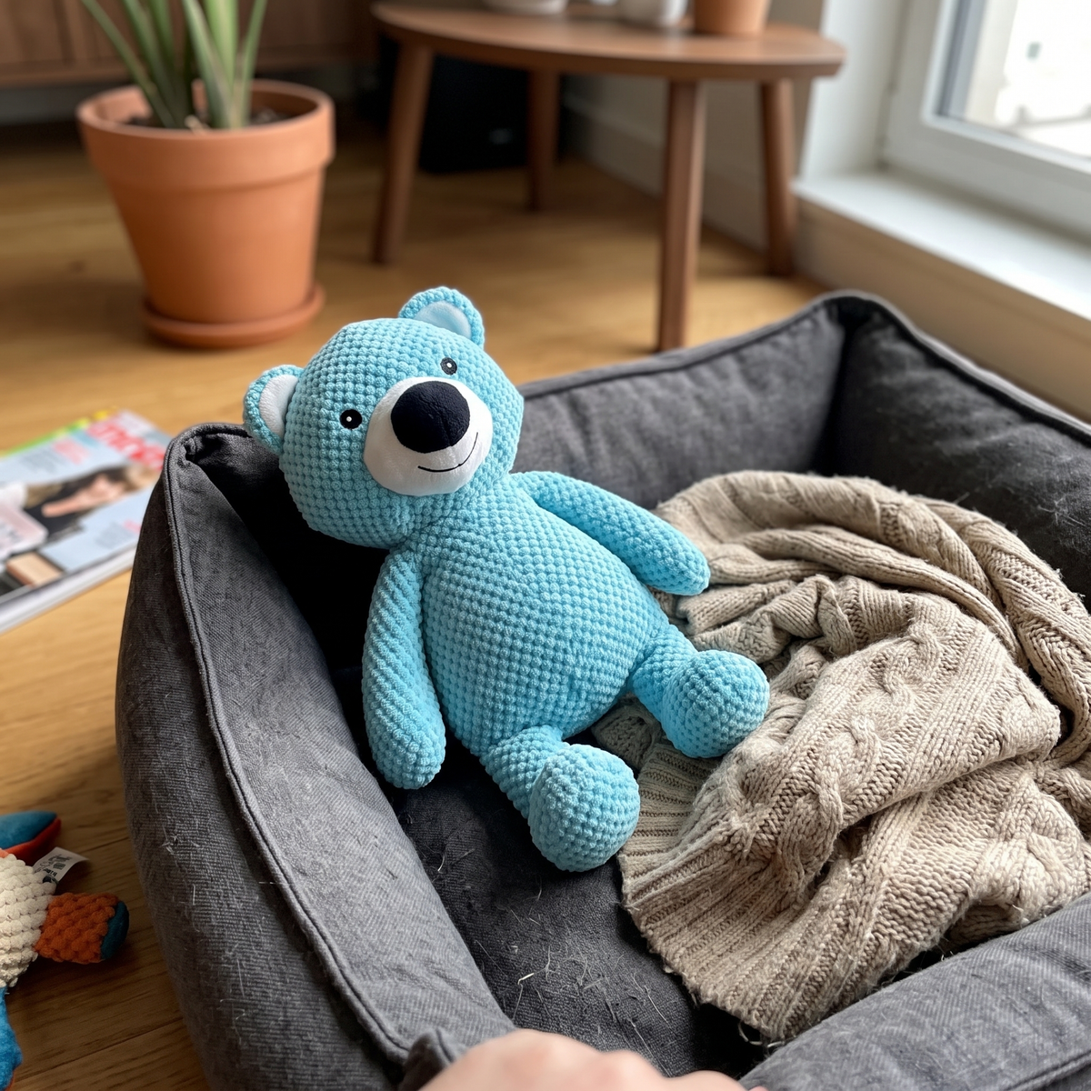 Plush Bear Dog Toy with Squeaker | 16.5 in, Tug and Fetch, Washable