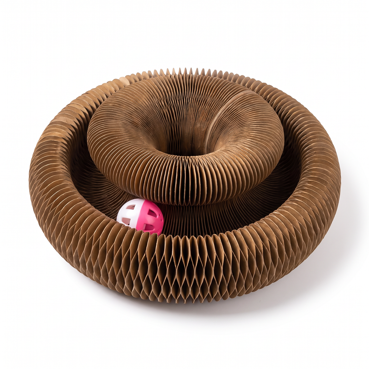 Accordion Cat Scratcher Toy with Ball | Corrugated Cardboard Ring