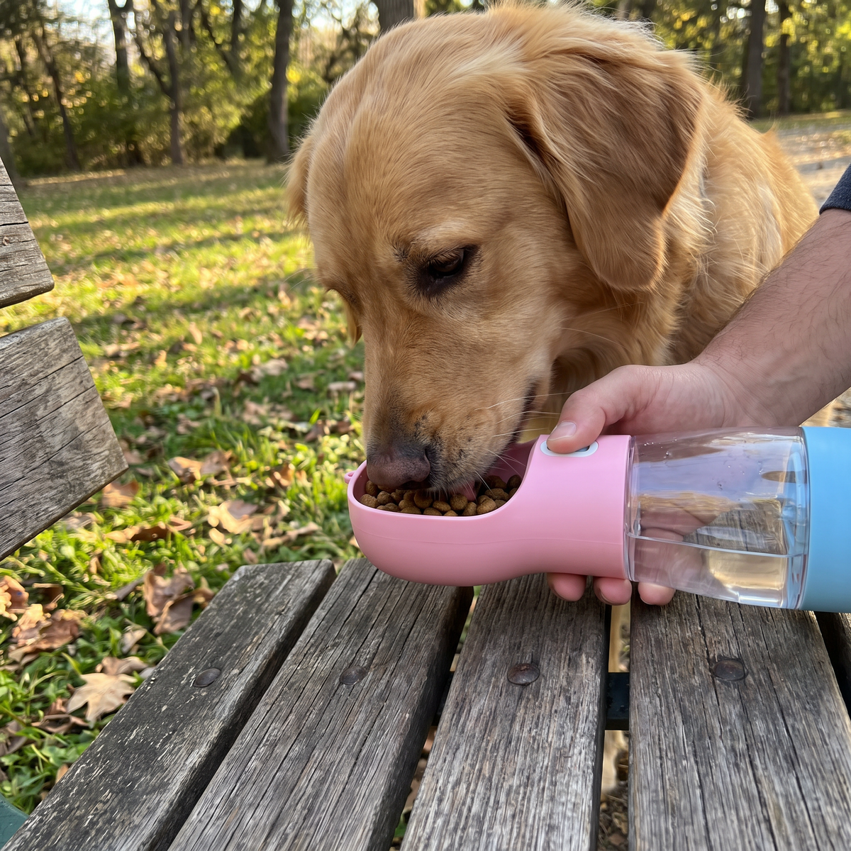 Dog Water Bottle with Food Container | 2-in-1, Leak-Proof, Portable
