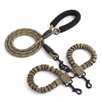 Double Dog Leash for Two Dogs | Tangle-Free Swivel, Bungee Leads, 10 Colors