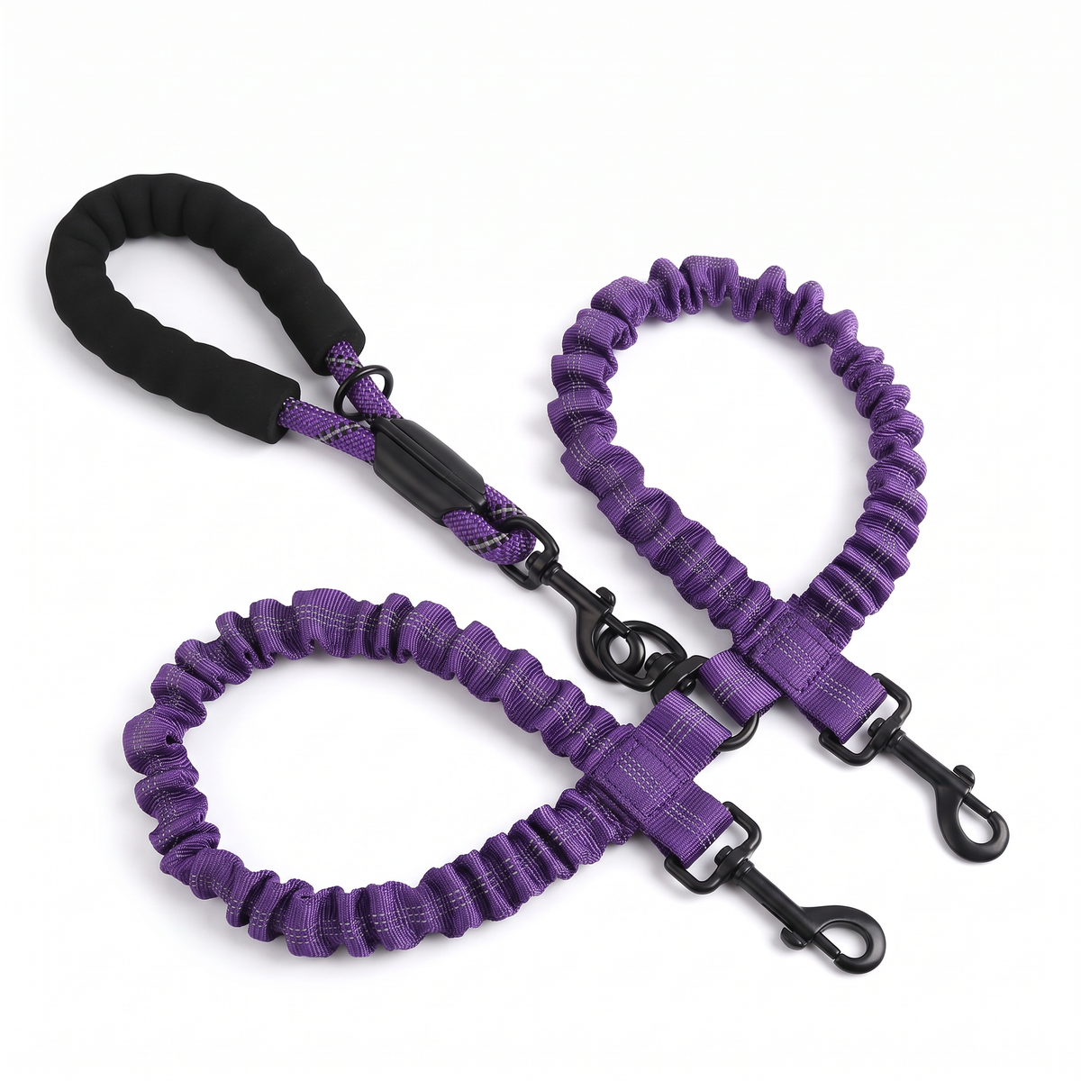 Double Dog Leash for Two Dogs | Tangle-Free Swivel, Bungee Leads, 10 Colors