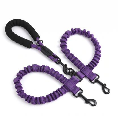 Double Dog Leash for Two Dogs | Tangle-Free Swivel, Bungee Leads, 10 Colors