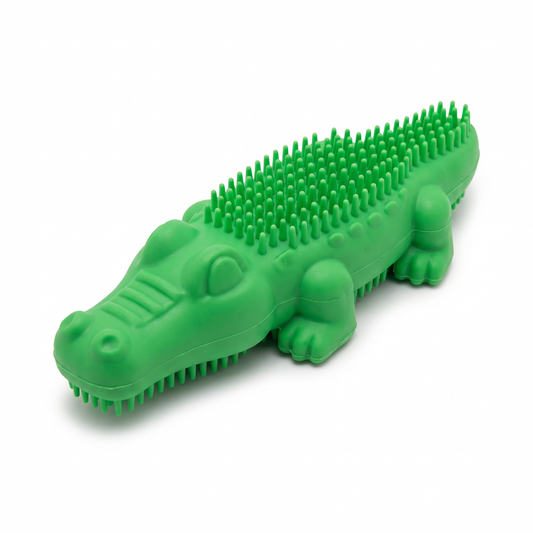 Crocodile Chew Toy for Dogs | Squeaky, Bristled Rubber, for Tough Chewers