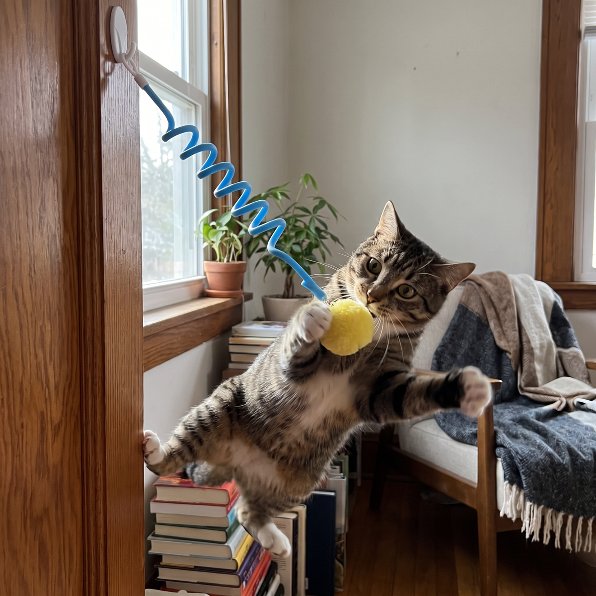 Hanging Cat Toy with Spring and Pom-Pom | Set of 3, 47 in Long