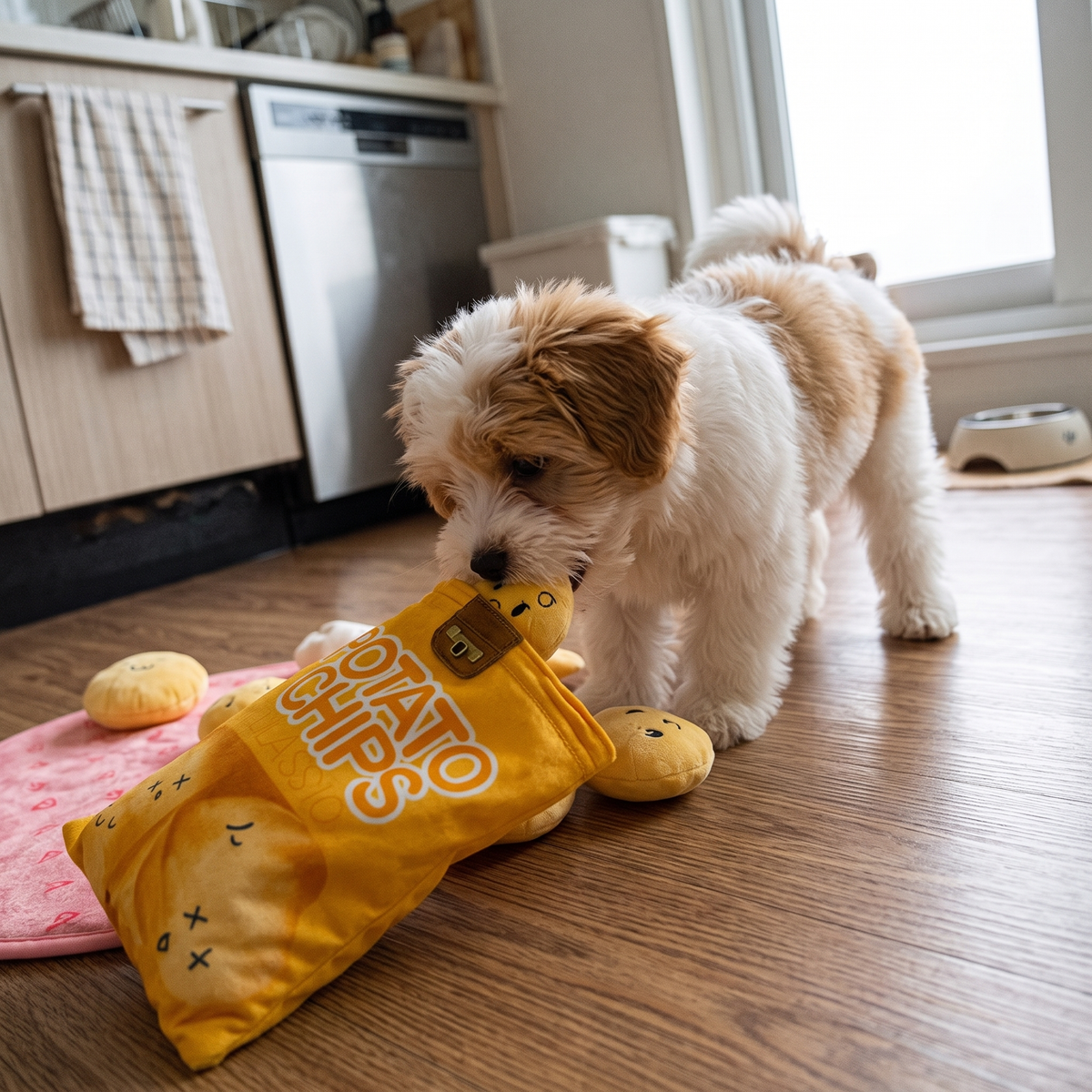 Potato Chip Bag Snuffle Toy for Dogs | Plush Chips to Hide Treats