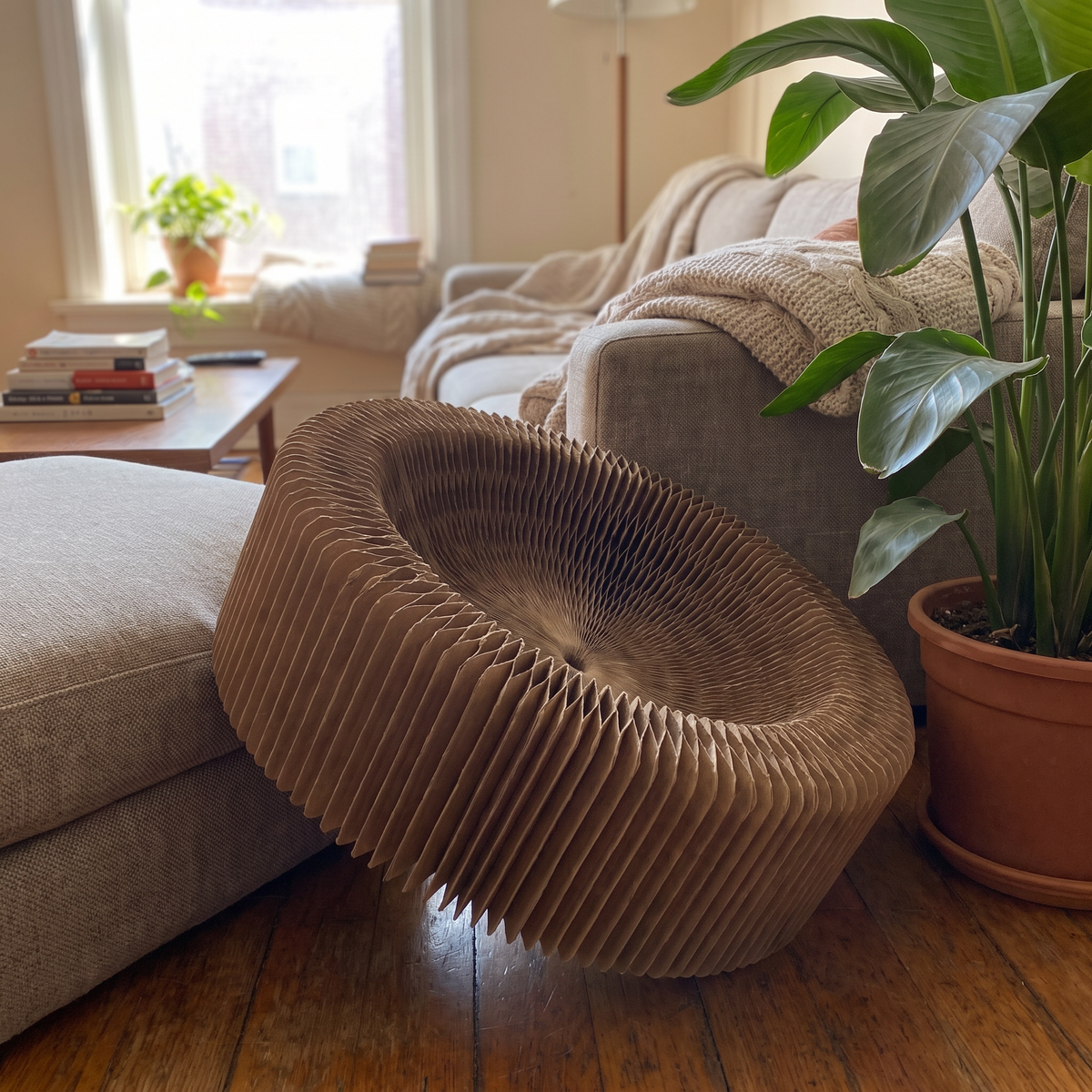 Large Accordion Cat Scratcher Bed | Corrugated Cardboard, 19.7 in