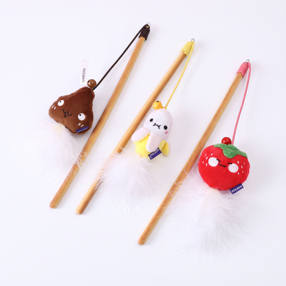 Cat Teaser Wand, Snack Stick Design | Plush Fruit and Bell, 11.8 in