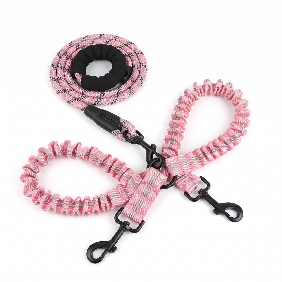 Double Dog Leash for Two Dogs | Tangle-Free Swivel, Bungee Leads, 10 Colors