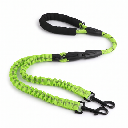 Double Dog Leash for Two Dogs | Tangle-Free Swivel, Bungee Leads, 10 Colors