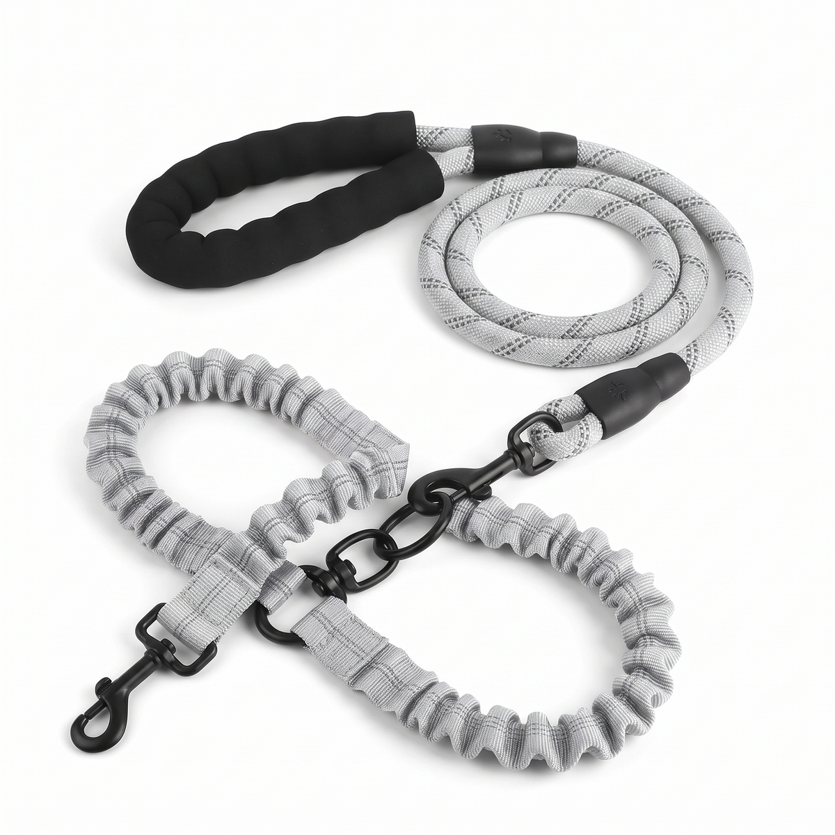 Double Dog Leash for Two Dogs | Tangle-Free Swivel, Bungee Leads, 10 Colors