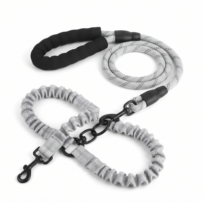 Double Dog Leash for Two Dogs | Tangle-Free Swivel, Bungee Leads, 10 Colors