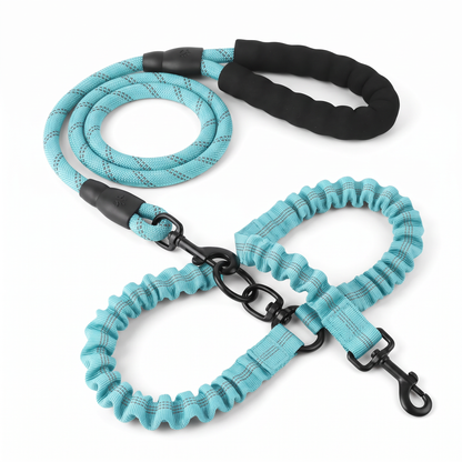 Double Dog Leash for Two Dogs | Tangle-Free Swivel, Bungee Leads, 10 Colors
