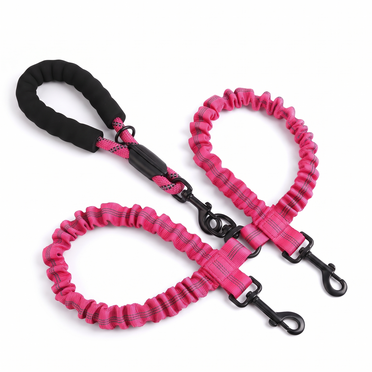Double Dog Leash for Two Dogs | Tangle-Free Swivel, Bungee Leads, 10 Colors