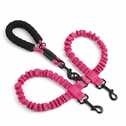 Double Dog Leash for Two Dogs | Tangle-Free Swivel, Bungee Leads, 10 Colors