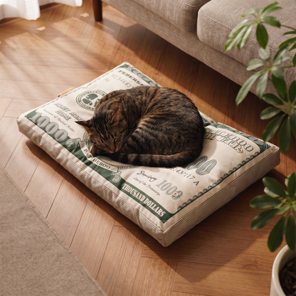 Catnip Cat Toy, Dollar Bill Pillow | Crinkle Paper | Box and Bed Options