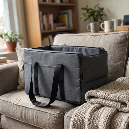 Cat Car Seat Carrier | Open-Top Booster with Safety Tether and Shoulder Strap