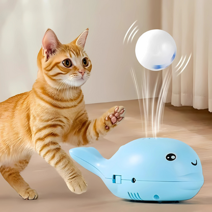 Floating Ball Cat Toy, Whale Shape | Air-Powered, USB Charging