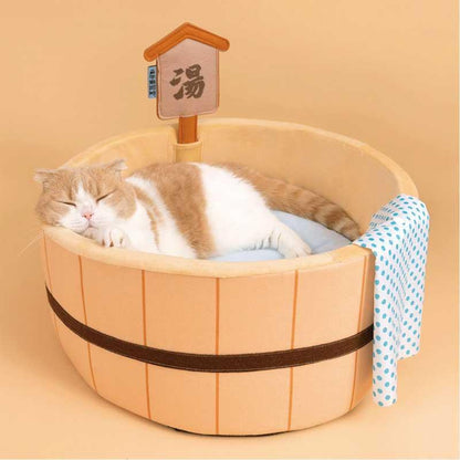 Hot Spring Tub Cat Bed and Scratcher | Wooden Tub Look, 3 Styles
