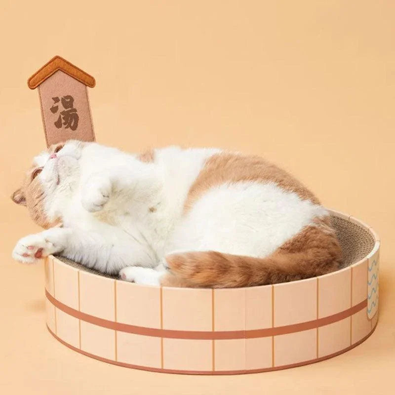 Hot Spring Tub Cat Bed and Scratcher | Wooden Tub Look, 3 Styles