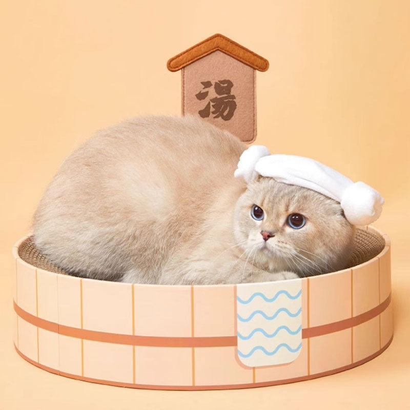 Hot Spring Tub Cat Bed and Scratcher | Wooden Tub Look, 3 Styles