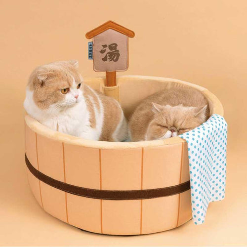 Hot Spring Tub Cat Bed and Scratcher | Wooden Tub Look, 3 Styles