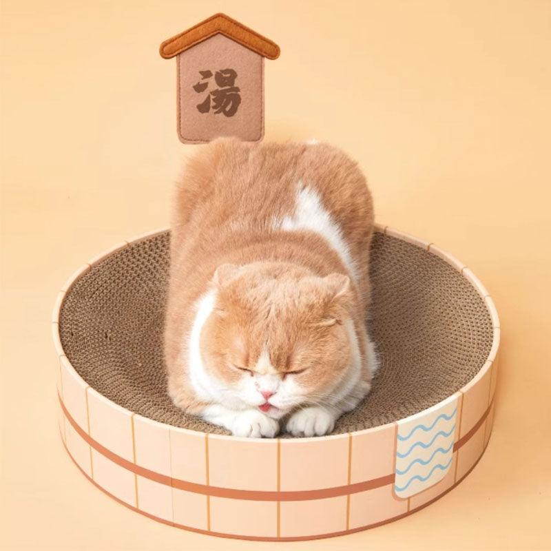 Hot Spring Tub Cat Bed and Scratcher | Wooden Tub Look, 3 Styles