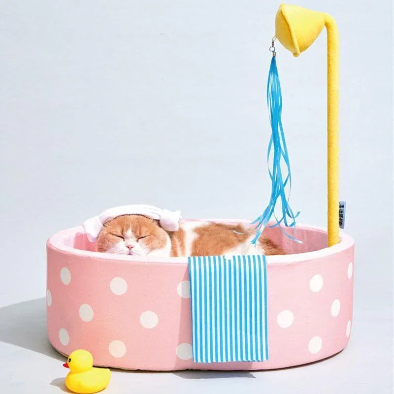 Hot Spring Tub Cat Bed and Scratcher | Wooden Tub Look, 3 Styles