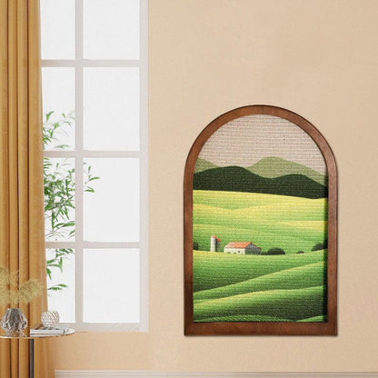 Wall Cat Scratcher, Window Frame Design | Countryside Scene, Solid Wood, 15.7 x 23.6 in