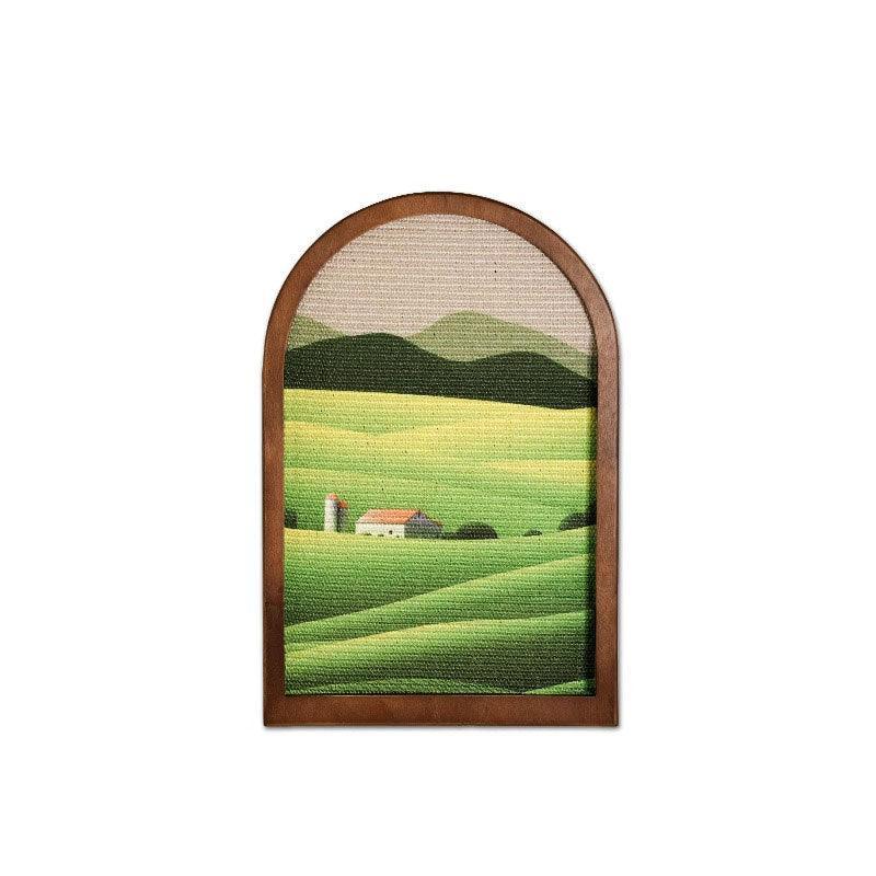 Wall Cat Scratcher, Window Frame Design | Countryside Scene, Solid Wood, 15.7 x 23.6 in