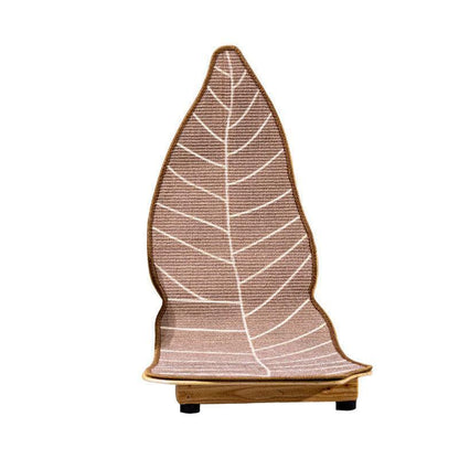 Leaf Cat Scratcher Lounger | Sisal Leaf on Wooden Base, 31.7 in Tall