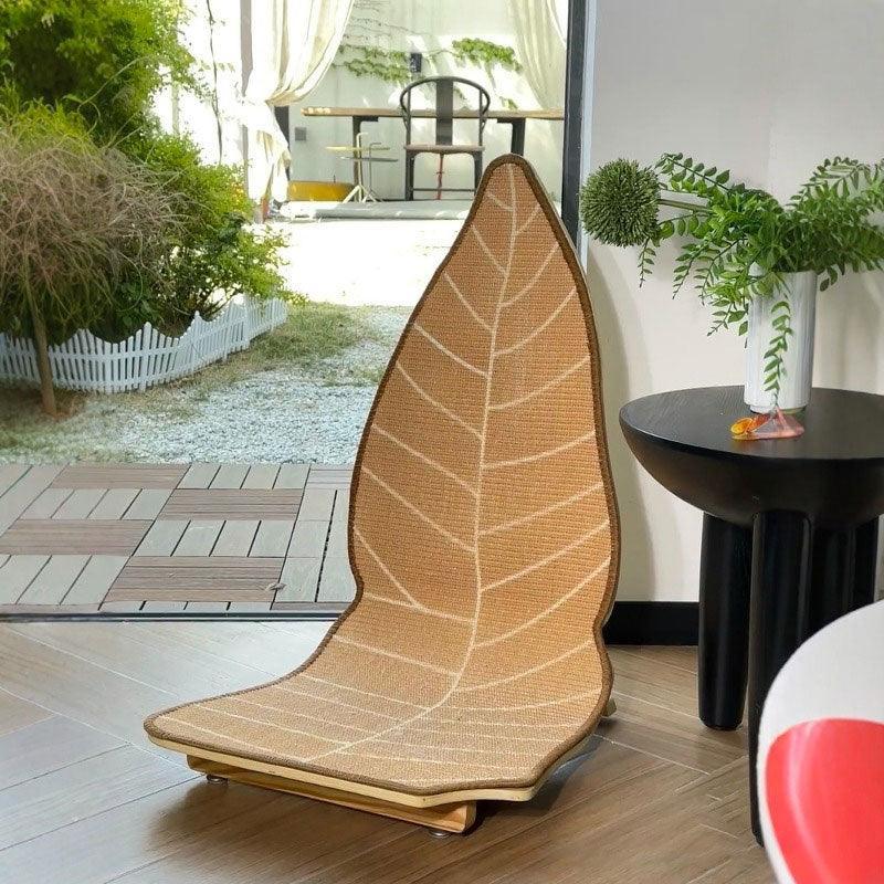 Leaf Cat Scratcher Lounger | Sisal Leaf on Wooden Base, 31.7 in Tall