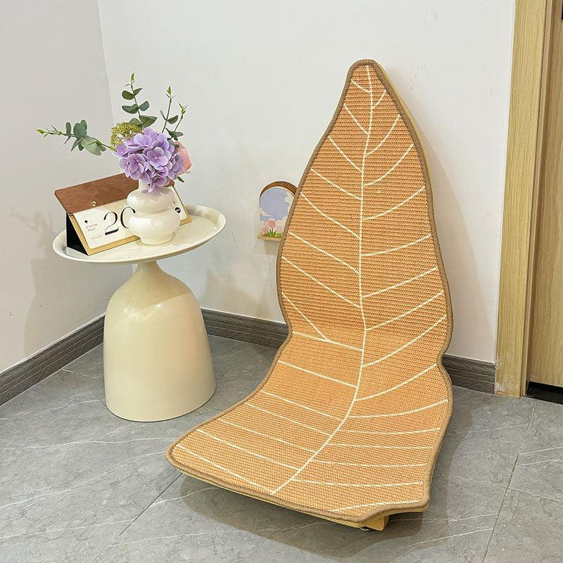 Leaf Cat Scratcher Lounger | Sisal Leaf on Wooden Base, 31.7 in Tall