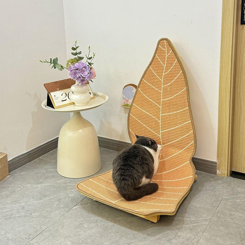 Leaf Cat Scratcher Lounger | Sisal Leaf on Wooden Base, 31.7 in Tall